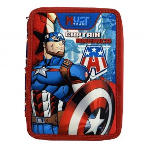 Σχολική Κασετίνα Διπλή Γεμάτη Avengers Captain America