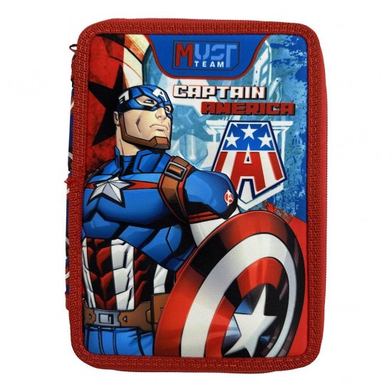 Σχολική Κασετίνα Διπλή Γεμάτη Avengers Captain America