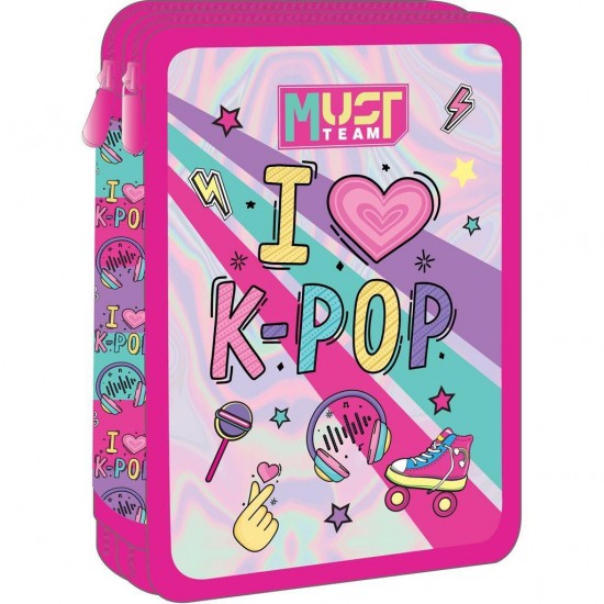 *Κασετίνα διπλή , γεμάτη , i love k-pop