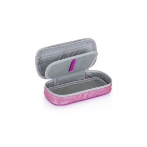 Κασετίνα τύπου βαρελάκι ,glitter εφέ ,  Butterfly