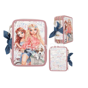 Κασετίνα , τριπλή , γεματη με γραφική ύλη , Top Model Velo Fleur